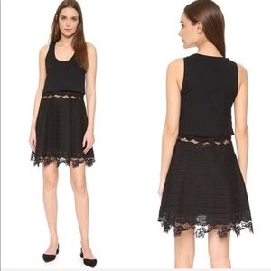 Thakoon Layered Lace Embroidered Tank Dress Black